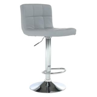Barová stolička s opierkou sivá ekokoža/chróm (k175174)