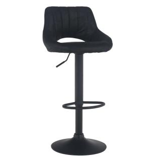 Barová stolička v čiernej látke s efektom brúsenej kože