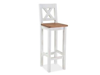 Celodrevená barová stolička, dub/biela (n146799)