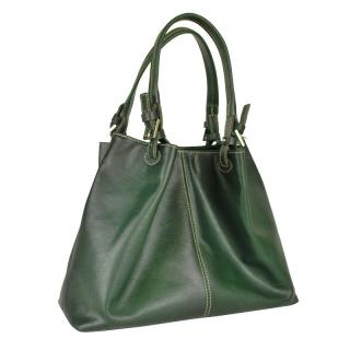 Dámska kožená kabelka SHOPPER, ručne farbená a tieňovaná, tmavo zelená