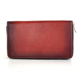 Dámska nákupná kožená peňaženka 8606 ručne tieňovaná v bordovej farbe