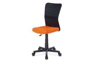Detská kancelárska stolička čalúnená látkou MESH v štýlovej kombinácii oranžovej a čiernej farby