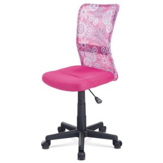 Detská kancelárska stolička čalúnená látkou MESH v štýlovej ružovej farbe