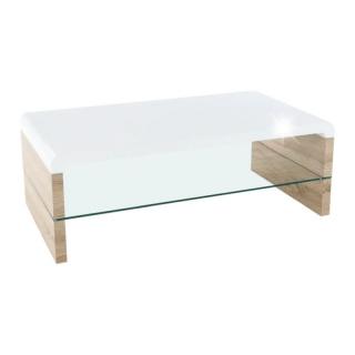 Dizajnový konferenčný stolík, dub sonoma/biela extra vysoký lesk HG