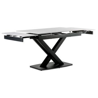 Dizajnový rozkladací stôl s keramickou doskou-biely mramor