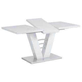 Dizajnový rozkladací stôl so zaujímavo riešenou podnožou biely ()