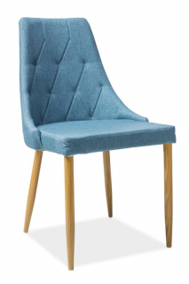 Elegantná a štýlová stolička s prešívaným operadlom, dub/modrá