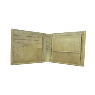 Elegantná peňaženka z pravej kože v khaki farbe, ručne natieraná