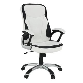 Elegantné kancelárske kreslo, ekokoža biela a čierna