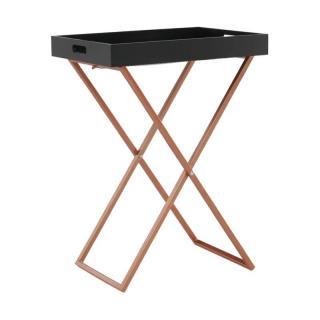 Elegantný servírovací stolík, čierna-meď (k273607)