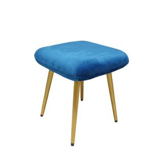 Elegantný taburet, modrá Velvet látka/zlatá (k290623)