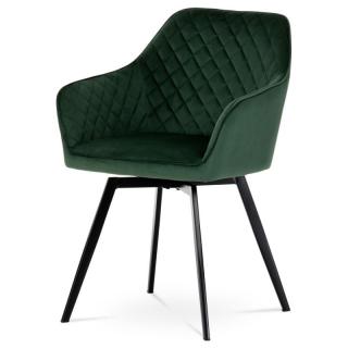 Exkluzívna otočná stolička, zelená zamatová látka (a-425)