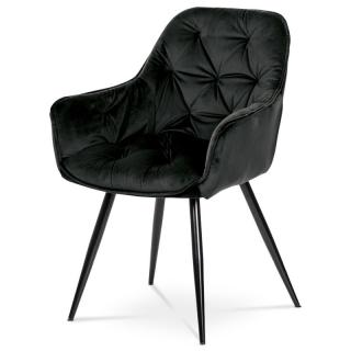 Exkluzívna stolička, modročierna zamatová látka (a-421 čierna)