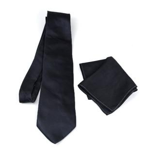 Hodvábna kravata a vreckovka v čiernej farbe, 100% hodváb