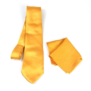 Hodvábna kravata a vreckovka v medenej farbe, 100% hodváb