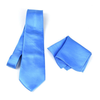 Hodvábna kravata a vreckovka v modrej farbe, 100% hodváb