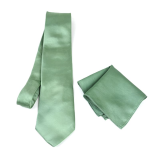 Hodvábna kravata a vreckovka v zelenej farbe, 100% hodváb