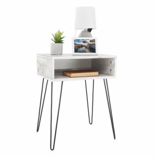 Industriálny nočný stolík, biela vintage-čierna (k275067)