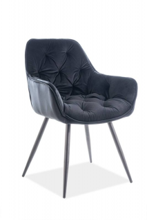 Jedálenská prešívaná stolička s tvarovaným operadlom, čierny mat/čierna