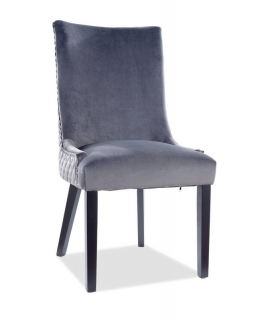 Jedálenská stolička-kreslo, zamatová látka, čierny mat/sivá