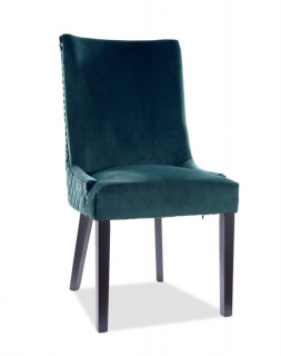Jedálenská stolička-kreslo, zamatová látka, čierny mat/zelená