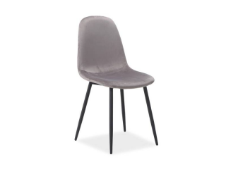 Jedálenská stolička na kovových nohách, zamatová látka, čierny mat/sivá