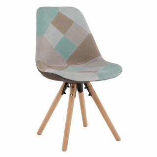 Jedálenská stolička, patchwork mentol-hnedá (k258420)