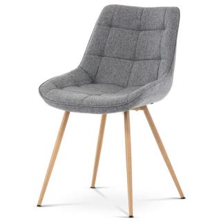 Jedálenská stolička, poťah šedá látka, kovové nohy, 3D dekor dub ()