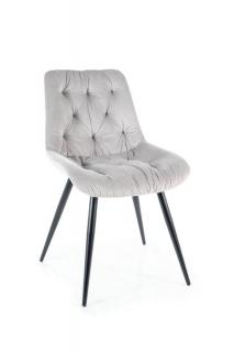 Jedálenská stolička s čiernymi nohami, jasná  sivá (n303859)