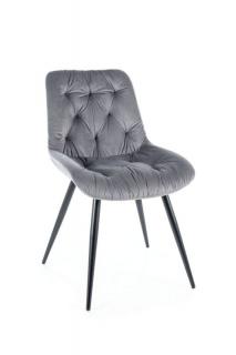 Jedálenská stolička s čiernymi nohami, sivá (n303855)
