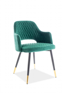 Jedálenská stolička s tvarovaným operadlom, čierna/zlatá/zelená