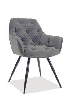 Jedálenská stolička s tvarovaným operadlom, čierny mat/sivá