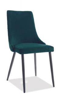 Jedálenská stolička s tvarovaným operadlom, čierny mat/zelená