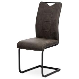Jedálenská stolička, sivá látka v dekore vintage kože (a-412)