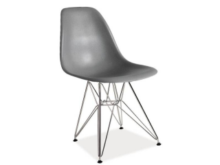 Jedálenská stolička v industrialnom štýle, chróm/sivá