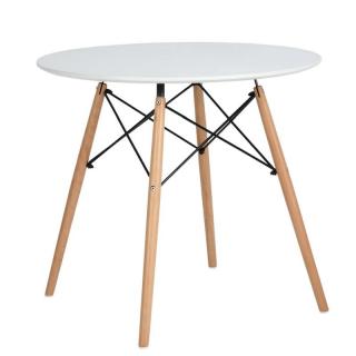 Jedálenský moderný stôl okrúhly, biela-buk (k256707)