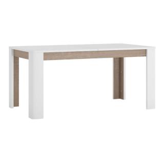 Jedálenský rozkladací stôl, biela extra vysoký lesk HG/dub sonoma tmavý truflový, 160-200