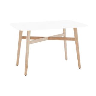 Jedálenský stôl, biela-prírodná s čistým a jednoduchým dizajnom