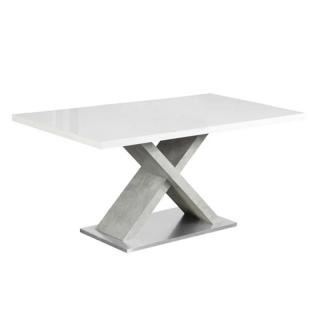 Jedálenský stôl, biela s vysokým leskom HG/betón (k229188)