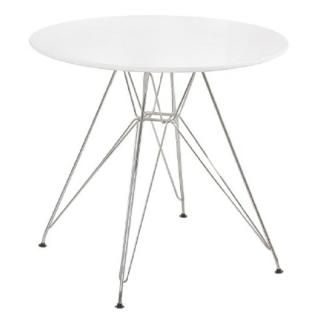 Jedálenský stôl chróm-MDF, biela extra vysoký lesk (k295301)