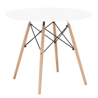 Jedálenský stôl, drevo buk + MDF, biela 90 (k228381)