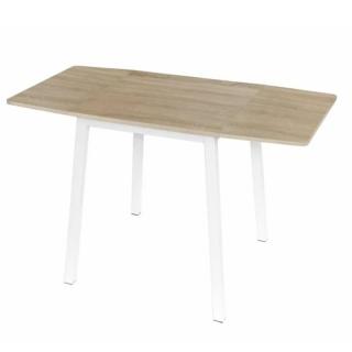 Jedálenský stôl, dub sonoma/biela, rozkladací z MDF