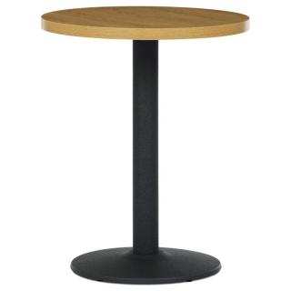Jedálenský stôl priemer 60, MDF 3D dekor divoký dub, kov, čierny lak