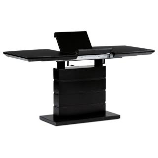 Jedálenský stôl rozkladací so sklenou doskou čierny (a-420)