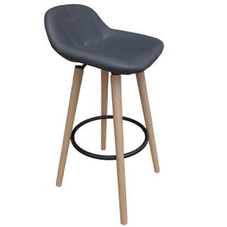 Jednoduchá a štýlová barová stolička v sivej ekokoži (a-460)
