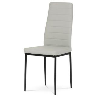 Jednoduchá stolička jedálenská, strieborná koženka, čierny kov ()