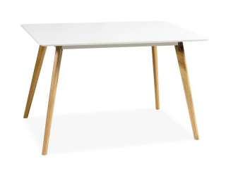 Jednoduchý a nadčasový jedálenský stôl 120, biela/dub