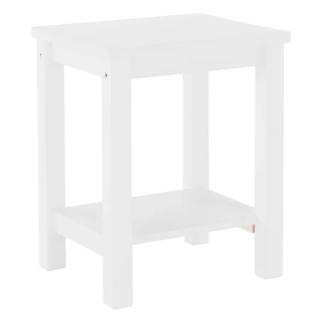 Jednoduchý nočný stolík z masívneho borovicového dreva, biely