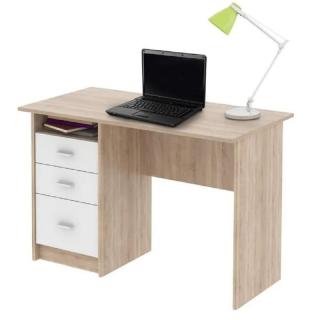 Jednoduchý PC stôl vyrobený z kvalitnej DTD, dub sonoma/biela