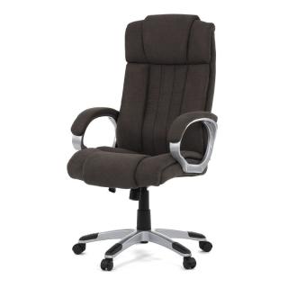 Kancelárska stolička, plast v striebornej farbe, hnedá látka